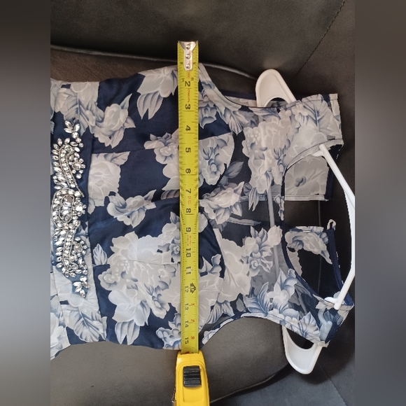 Blue and white Floral Dress by B Darlin size 7/8 - Picture 5 of 6